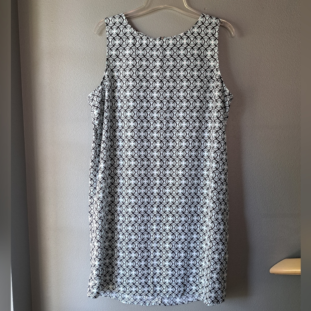 Halogen Grey, Off White, Light Blue, Knee Length Sheath Dress, Size Large